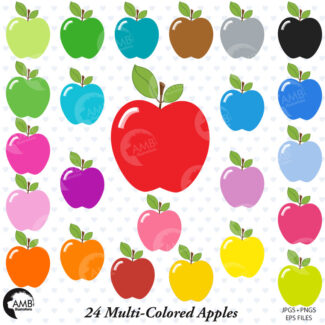 Apple Clipart, Apples Clip Art, Multi-Colored Apples, AMB-139